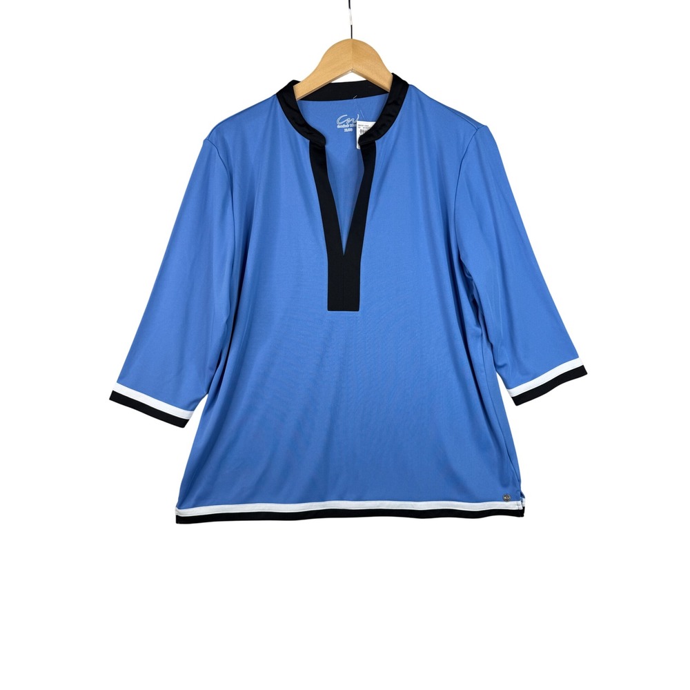 New Cracked Wheat CW 3/4 Sleeve Golf Blouse size XL‎ Blue/Black